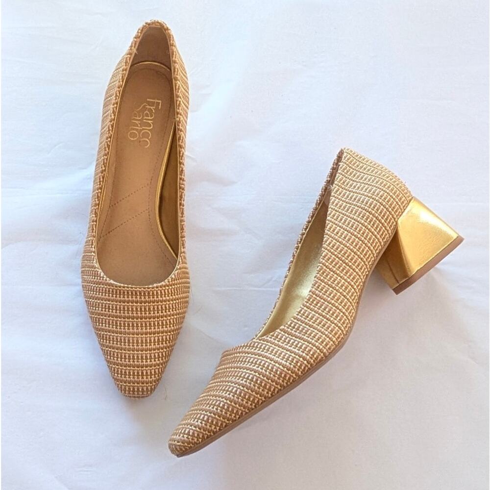 Franco Sarto Jesslyn Tan Multi Leather/Fabric Pumps, size 8.5M